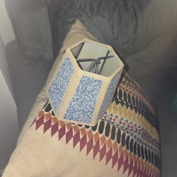 Blue Floral Hexagon Fabric Lampshade - Picture 2 of 5